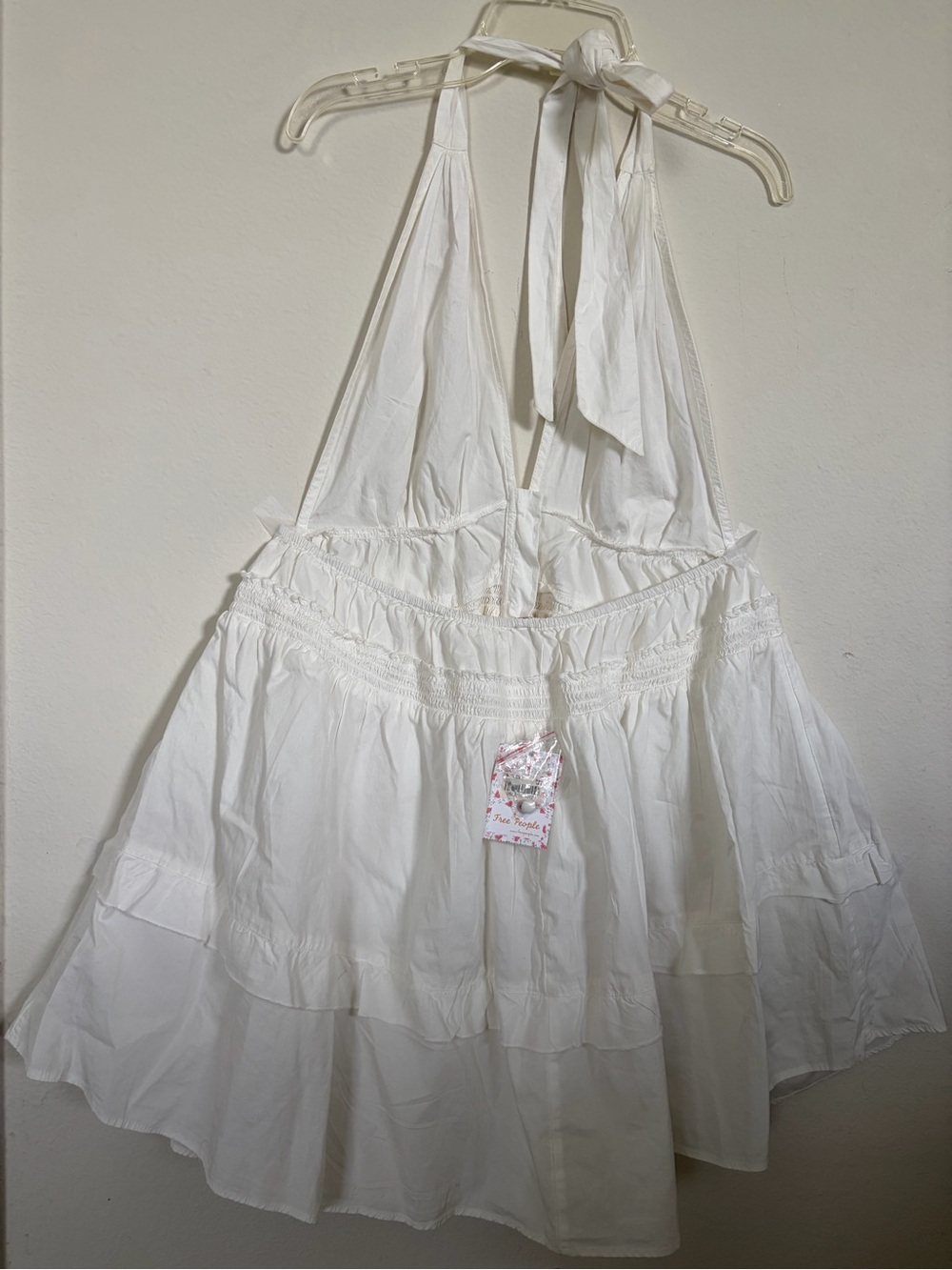 Free People Women’s White Halter Tiered Sundress with Button Accents - Picture 4 of 8